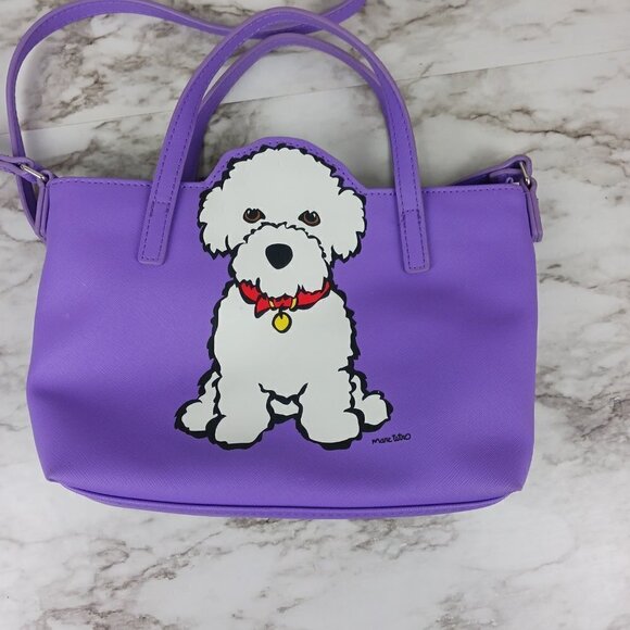 Marc Tetro Bichon Frise Purple Tote crossbody & wallet - Picture 2 of 15
